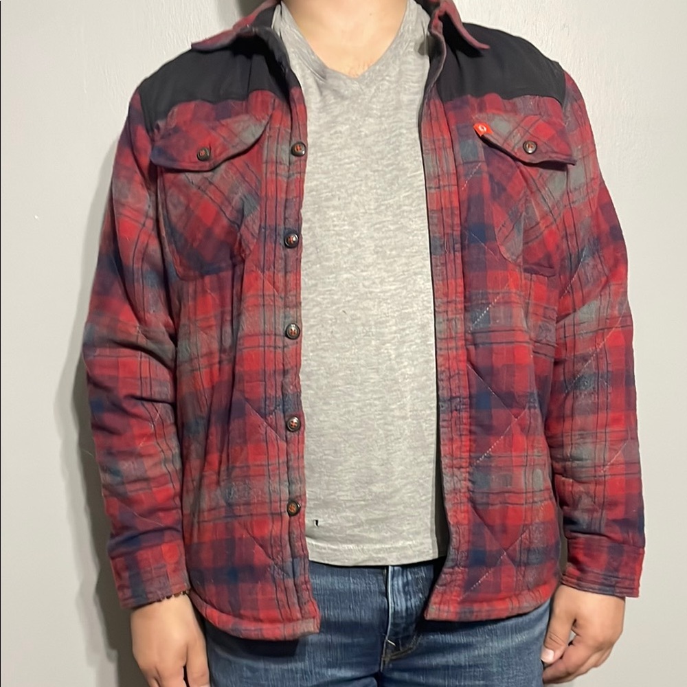 Red and Black Flannel Shirt Jacket